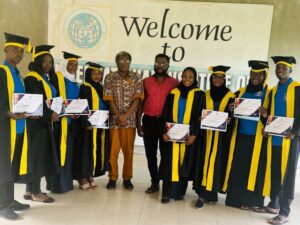 The Director of International Institute of Journalism, Dr. Emman Shehu Usman, Deputy Director, Dr Nick Igwenagu with Neptune Prime staff.